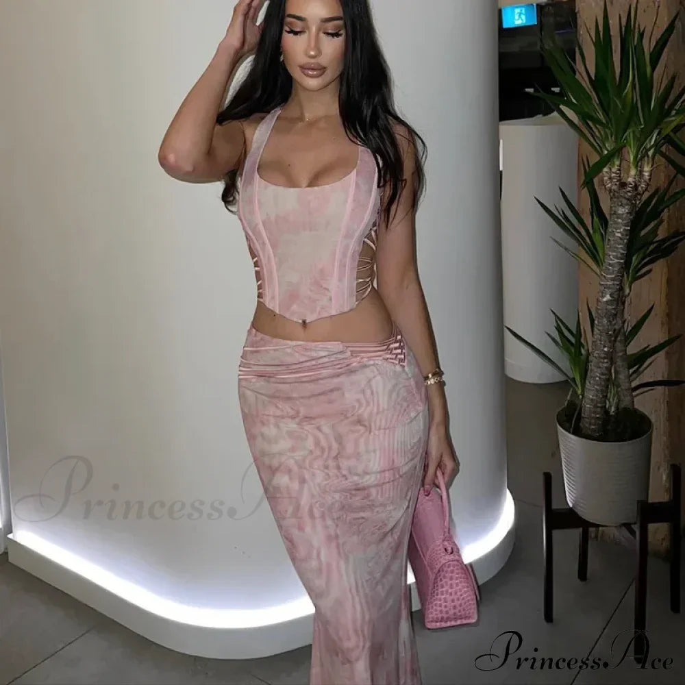 Print Two Set Maxi Dress