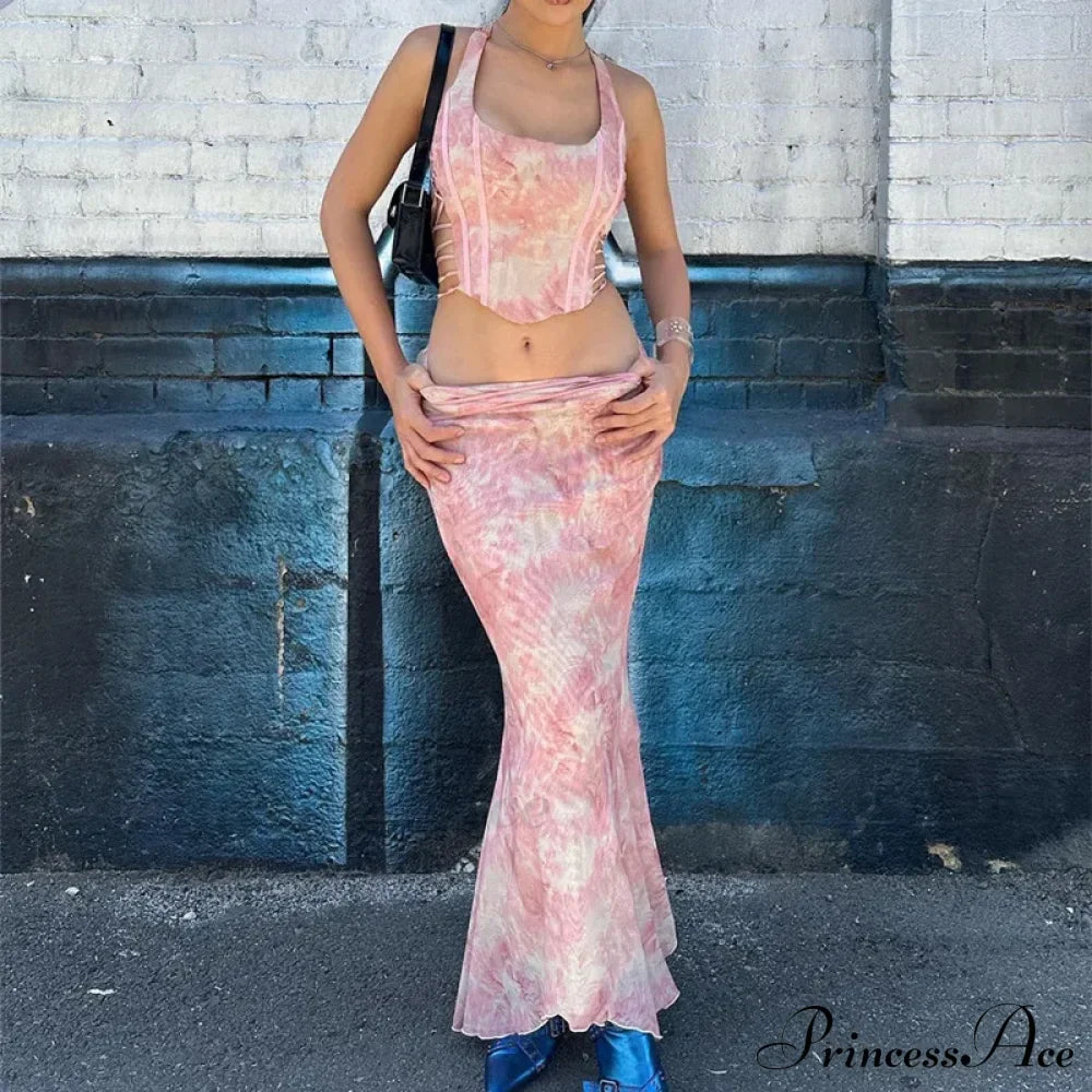 Print Two Set Maxi Dress