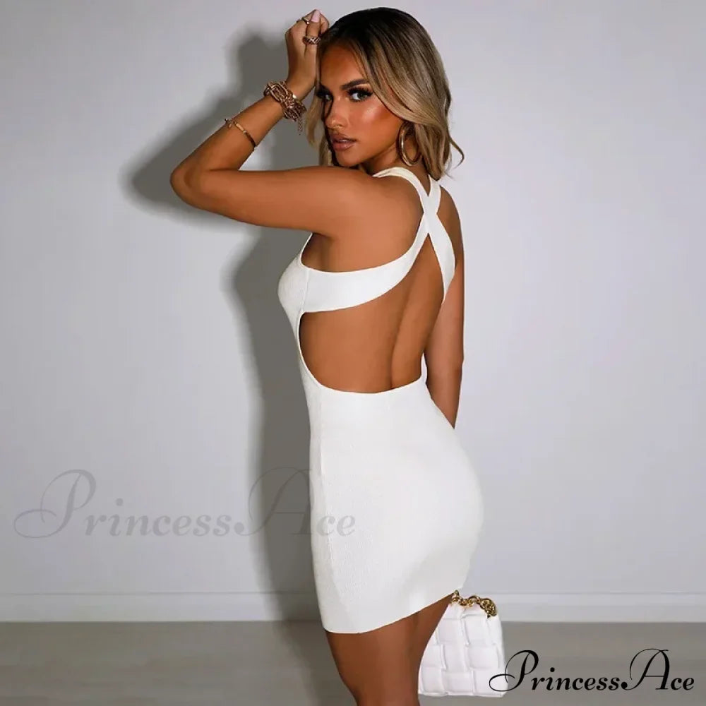 Ribbed Knitted Bandage Mini Dress