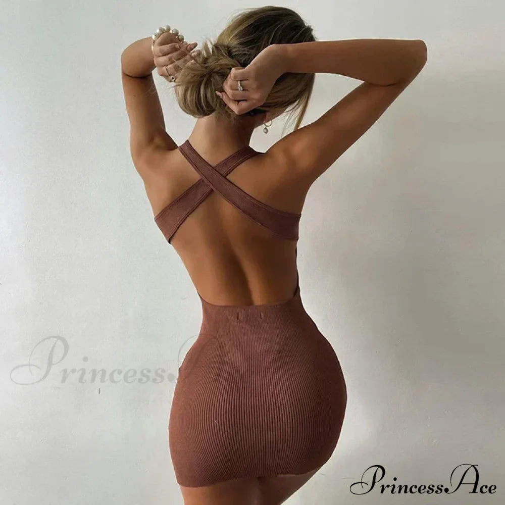 Ribbed Knitted Bandage Mini Dress