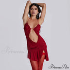 Ruched Slip Cut Out Backless Mini Dress