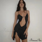 Ruched Slip Cut Out Backless Mini Dress