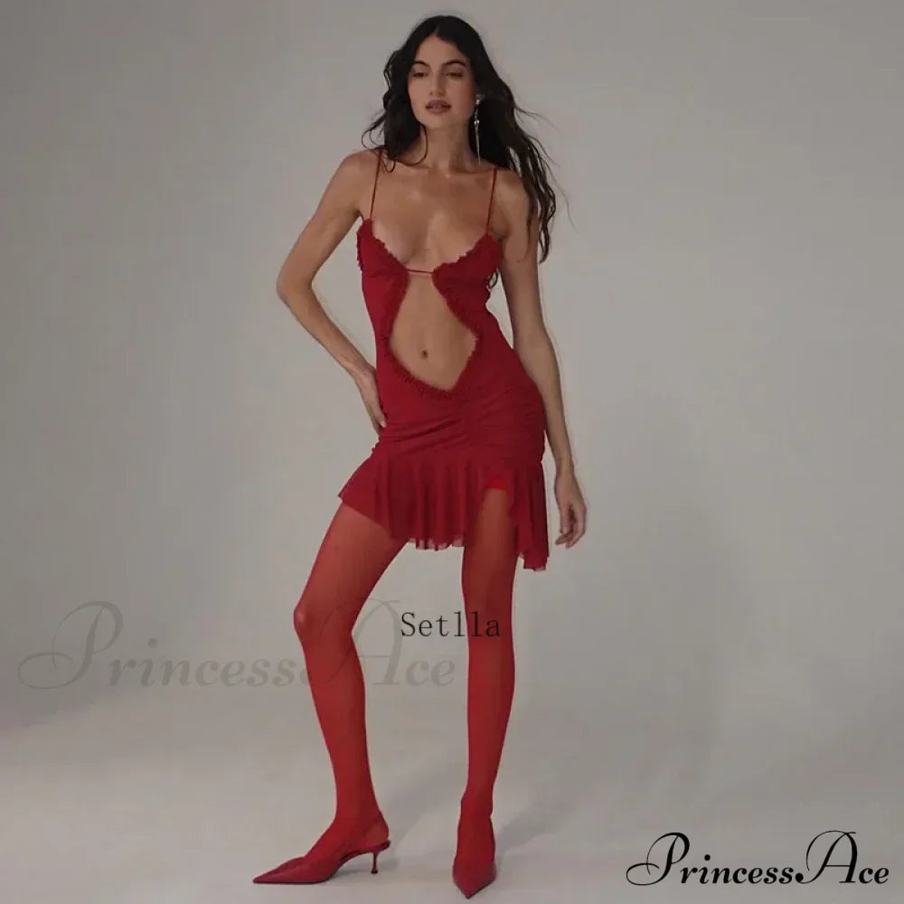 Ruched Slip Cut Out Backless Mini Dress