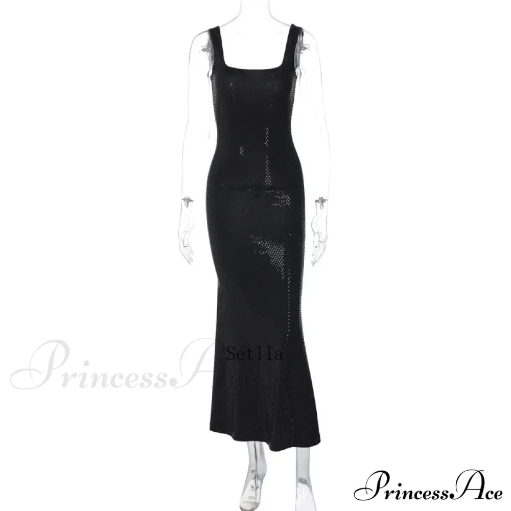 Sequins Backless Sleeveless Elegant Maxi Dress