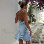 Backless Frill Hem Mini Dress