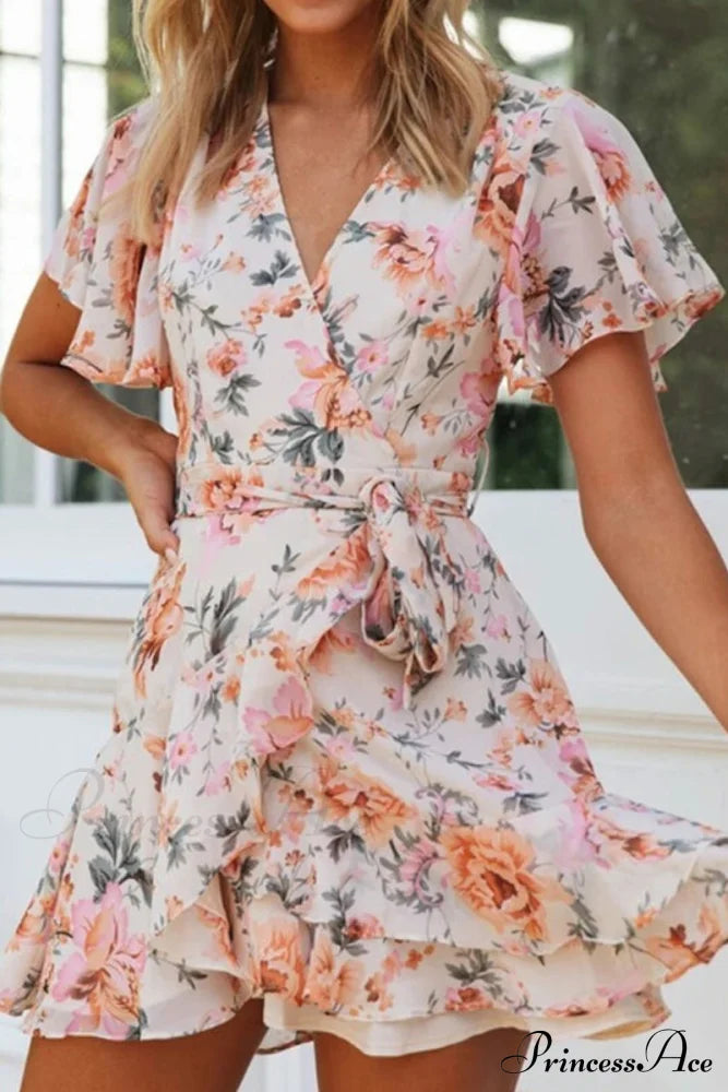 Short Graceful Sleeve Stripe Dress