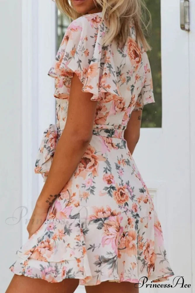 Short Graceful Sleeve Stripe Dress