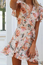Short Graceful Sleeve Stripe Dress
