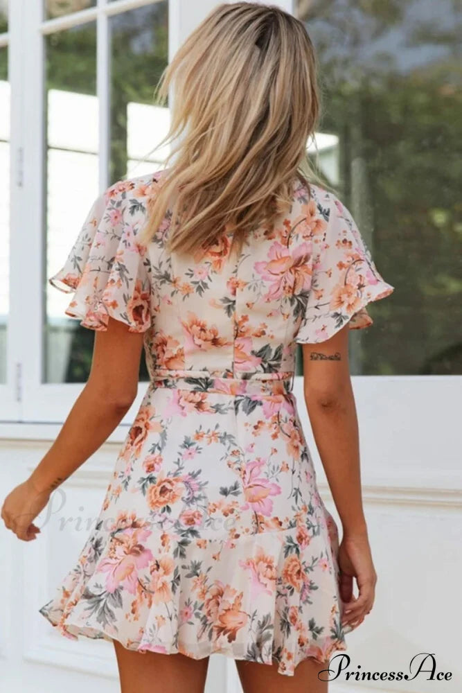 Short Graceful Sleeve Stripe Dress