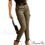 Solid Color Casual Pocket Button Zipper Slim Trousers