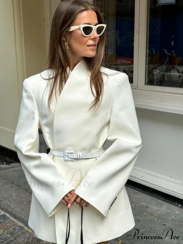 Solid Stand Collar Loose Long Shoulder Pads Full Sleeves Stylish Coat