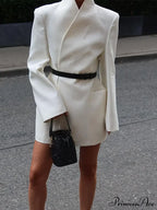 Solid Stand Collar Loose Long Shoulder Pads Full Sleeves Stylish Coat