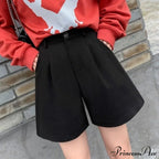 Solid Wide Leg Woolen Shorts