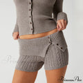 Summer Pajama Solid Color Button Cuff Cable Knit Lounge Bottoms Short