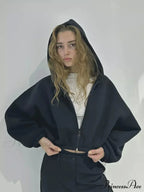 Cropped Cozy Solid Color Loose Hoodie