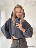 Cropped Cozy Solid Color Loose Hoodie