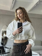 Cropped Cozy Solid Color Loose Hoodie