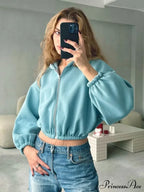 Cropped Cozy Solid Color Loose Hoodie