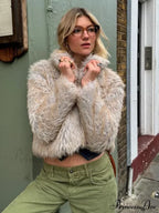 Warm Solid Faux Fur Elegant Stand Collar Long Sleeves Cozy Coat