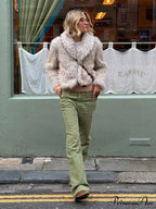 Warm Solid Faux Fur Elegant Stand Collar Long Sleeves Cozy Coat