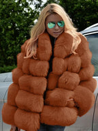 Faux Fur Patchwork Rabbit Overcoat