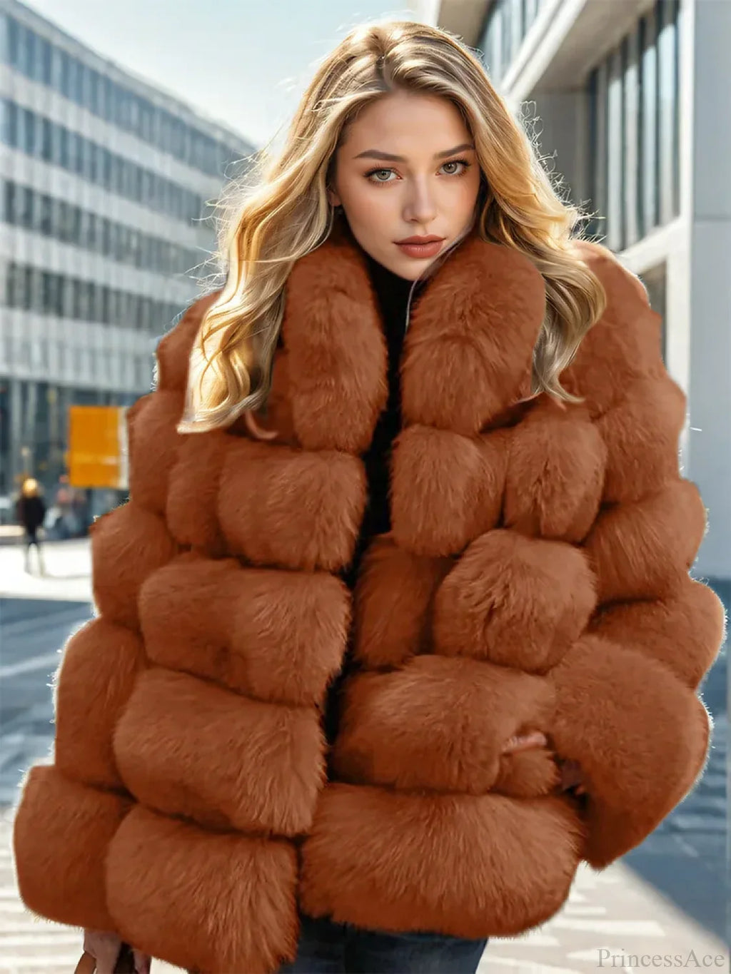 Faux Fur Patchwork Rabbit Overcoat