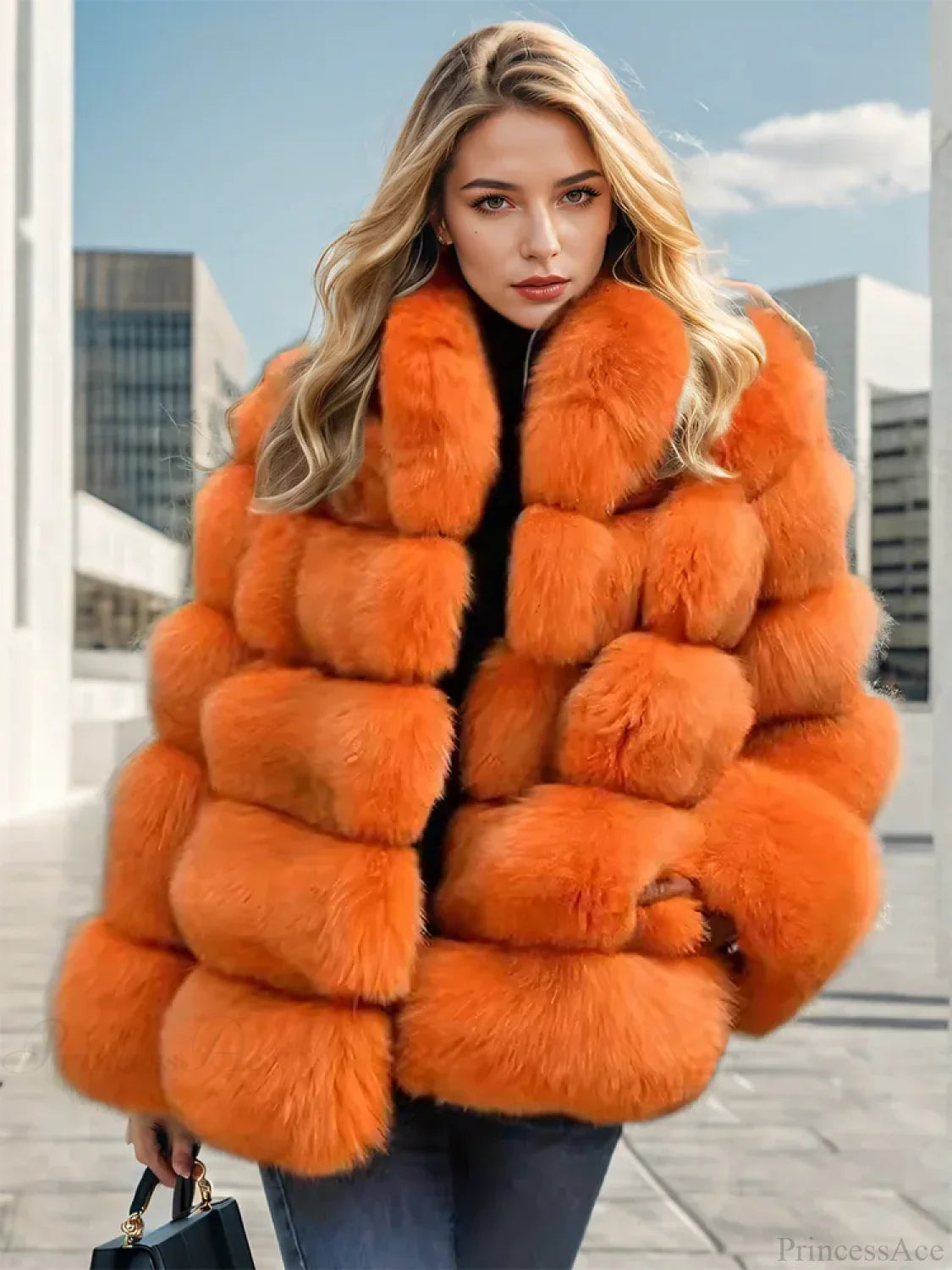 Faux Fur Patchwork Rabbit Overcoat