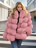 Faux Fur Patchwork Rabbit Overcoat