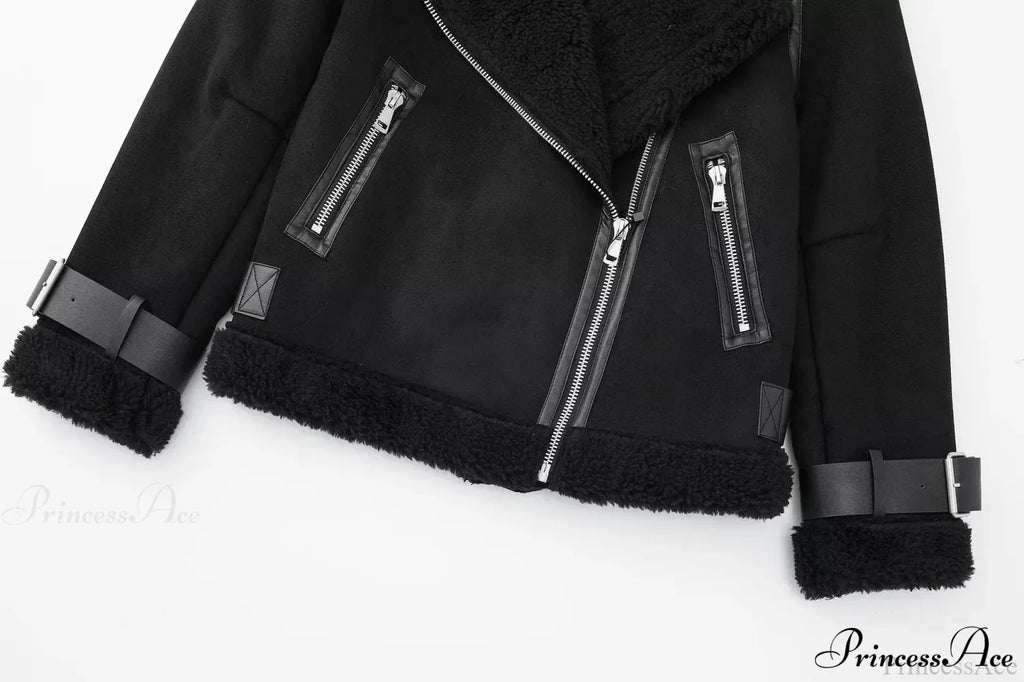 Faux Fur Stylish Double-Sided Zipper Jacket