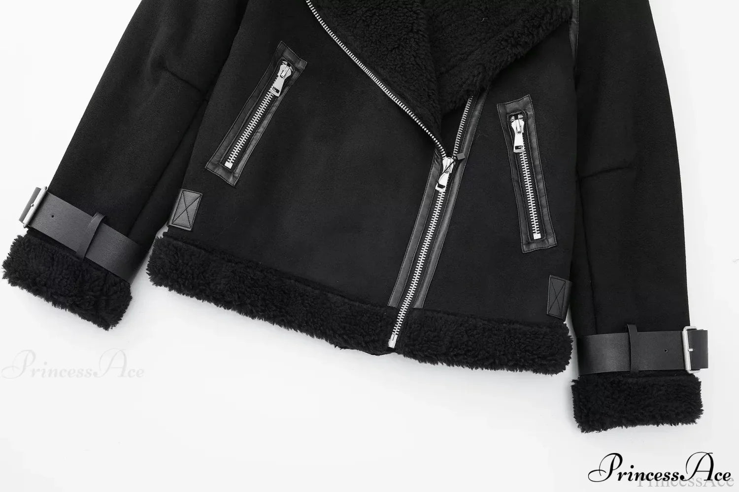 Faux Fur Stylish Double-Sided Zipper Jacket