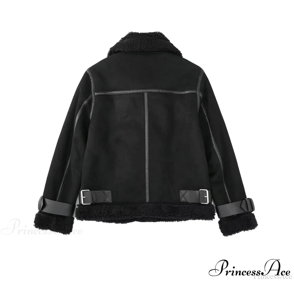 Faux Fur Stylish Double-Sided Zipper Jacket