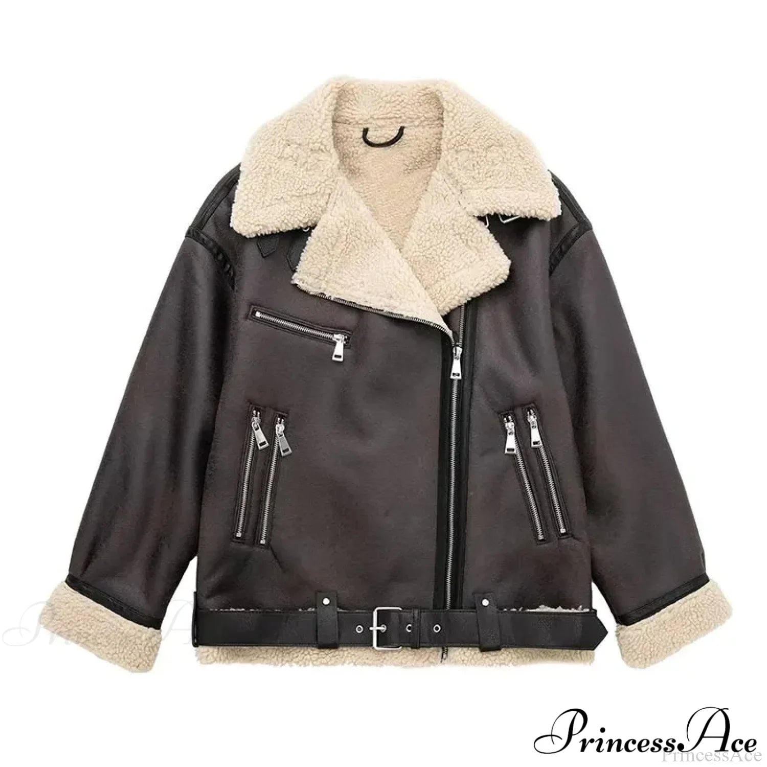 Faux Fur Stylish Double-Sided Zipper Jacket