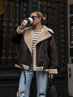 Faux Fur Stylish Double-Sided Zipper Jacket