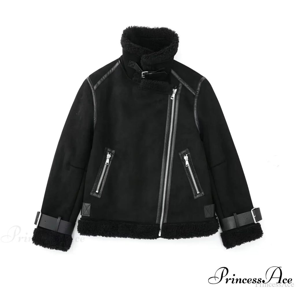 Faux Fur Stylish Double-Sided Zipper Jacket