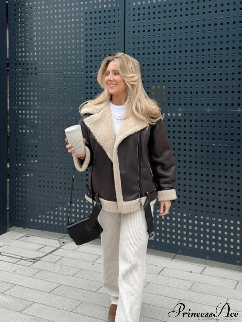Faux Fur Stylish Double-Sided Zipper Jacket