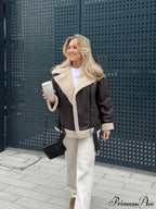 Faux Fur Stylish Double-Sided Zipper Jacket