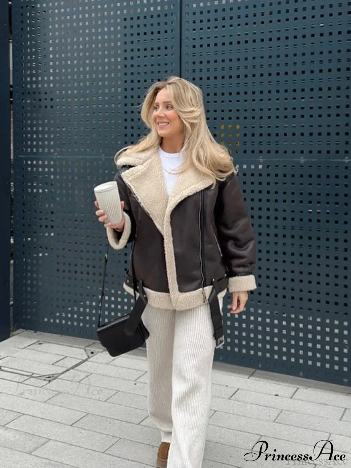Faux Fur Stylish Double-Sided Zipper Jacket