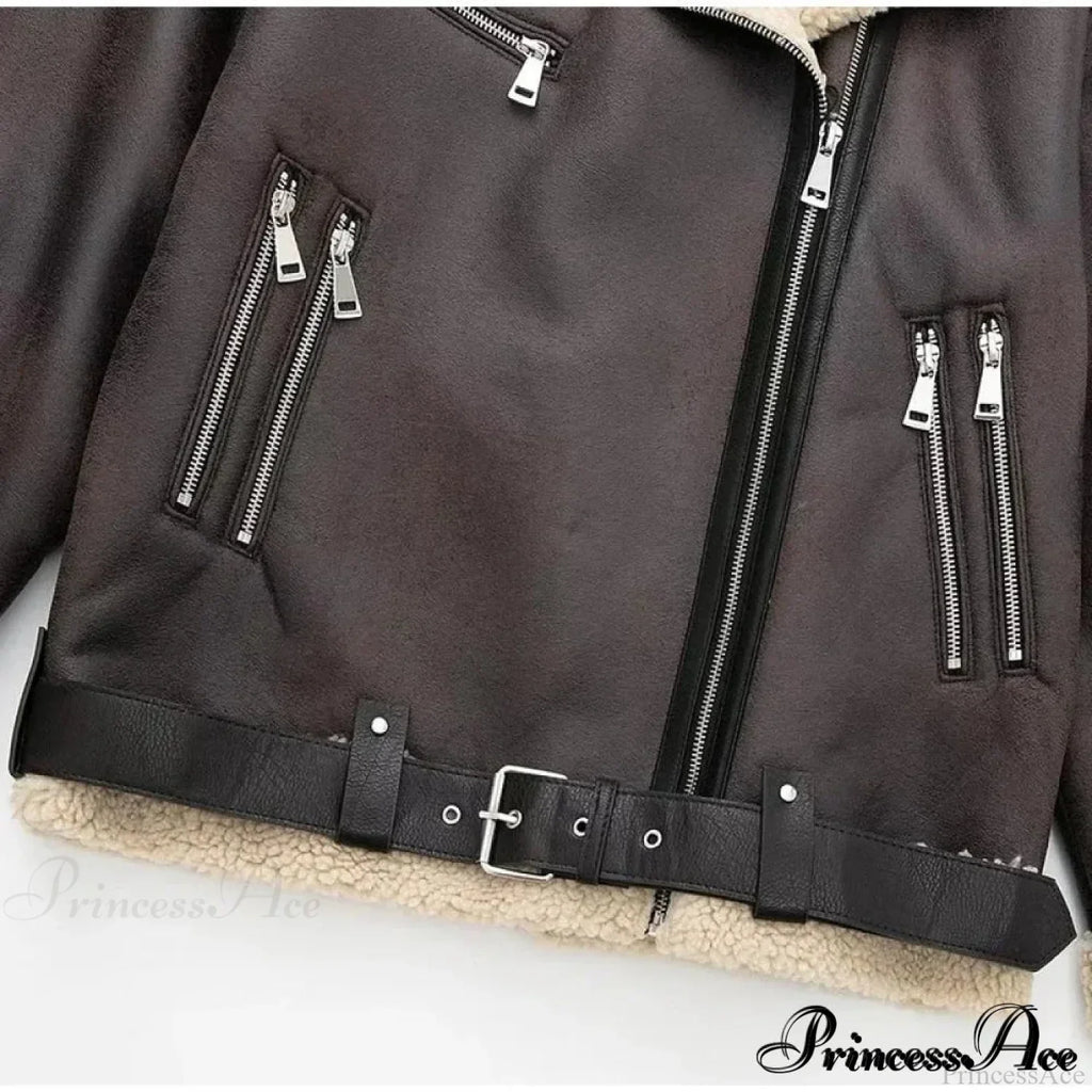 Faux Fur Stylish Double-Sided Zipper Jacket