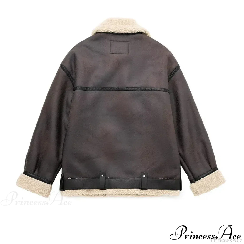 Faux Fur Stylish Double-Sided Zipper Jacket