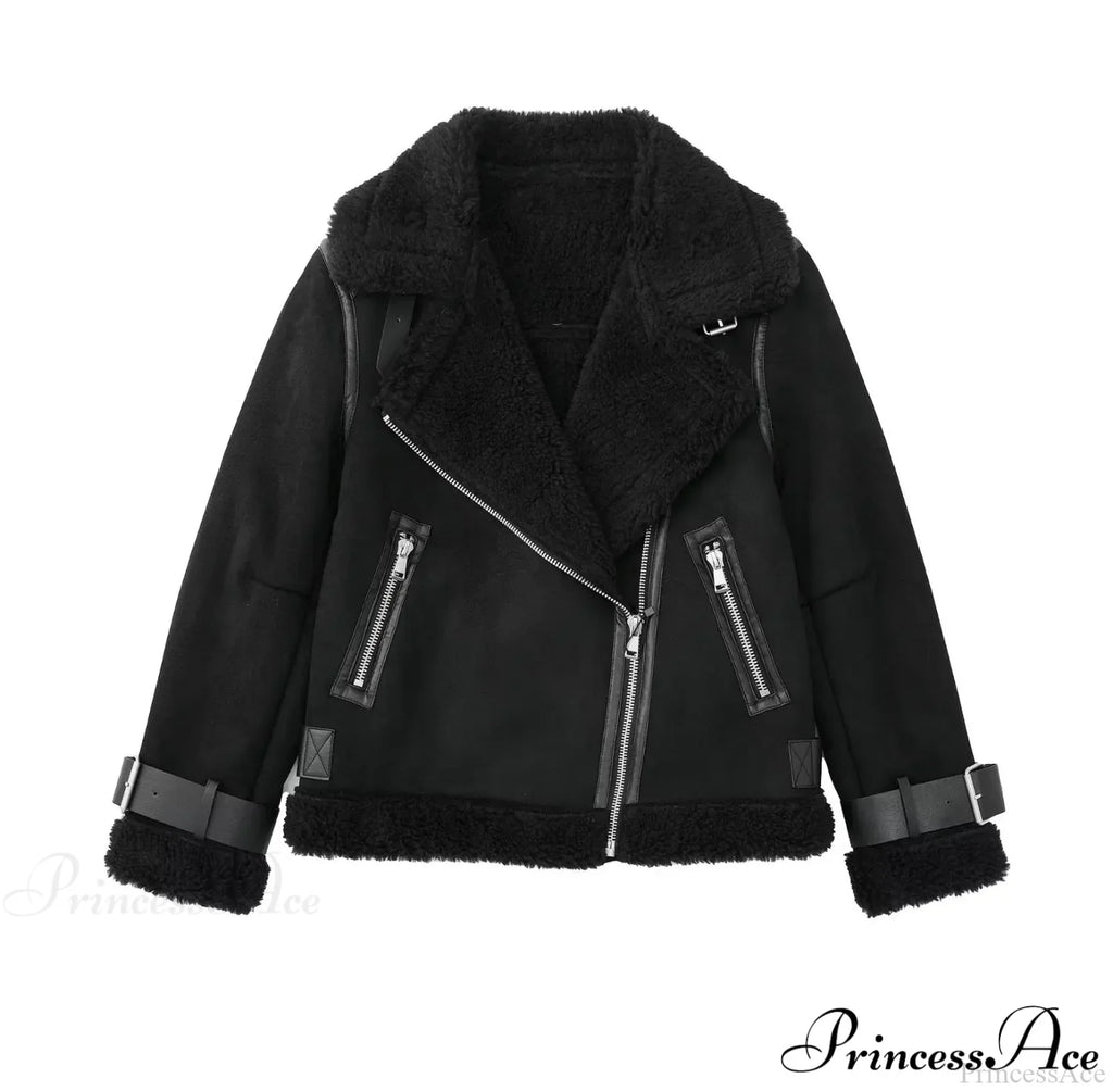 Faux Fur Stylish Double-Sided Zipper Jacket