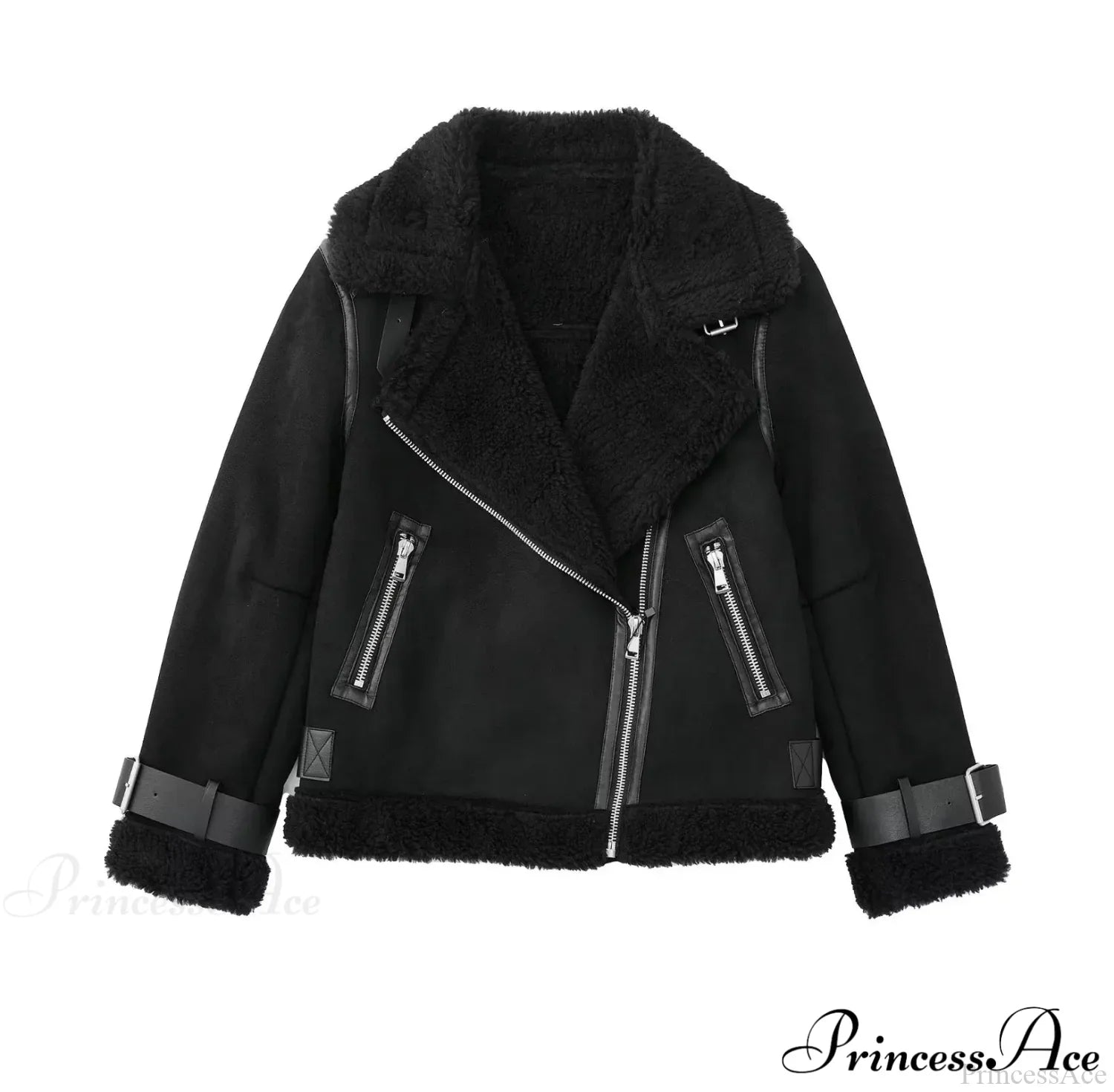 Faux Fur Stylish Double-Sided Zipper Jacket