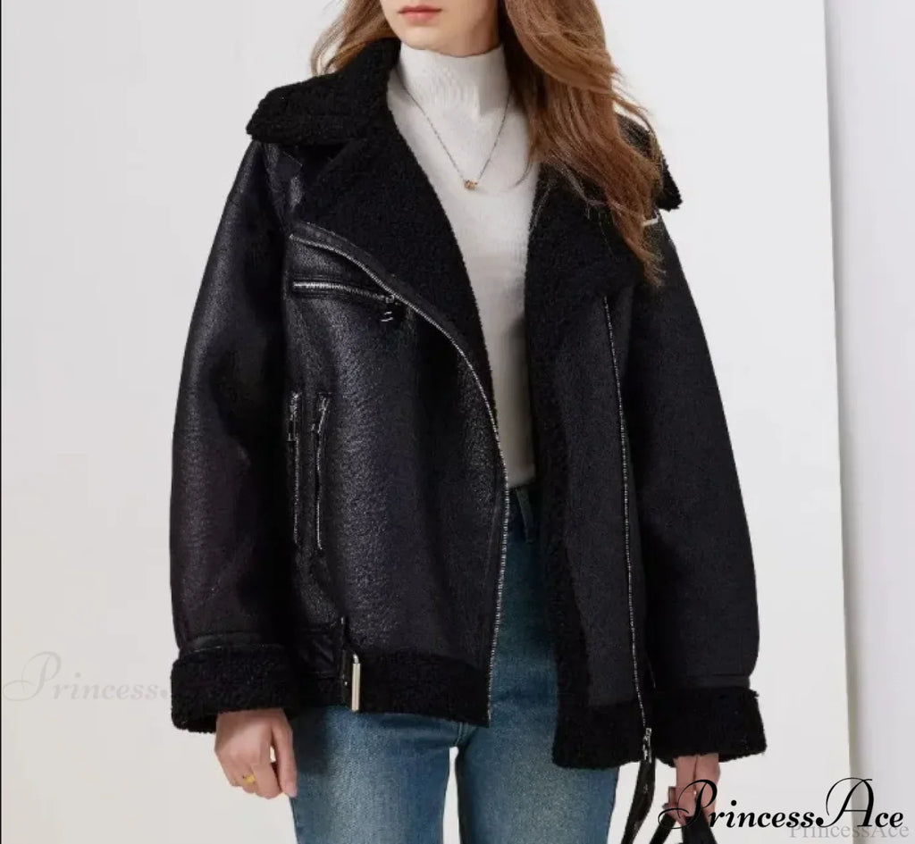 Faux Fur Stylish Double-Sided Zipper Jacket