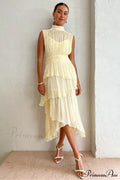 Faye Sleeveless Stylish Ruched Midi Dress