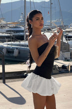 Fall Elegant Strapless Peplum Mini Party Dress