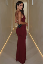 Solid Sequin Butterfly Open Back Maxi Dress