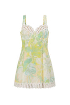 Linen Lace Trim Floral Mini Boho Dress
