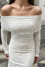 Lace Off-Shoulder Bodycon Maxi Dress