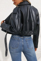 Vintage Cropped Pu Leather Jacket