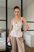Elegant Lace Ruffle Wais Cami Top