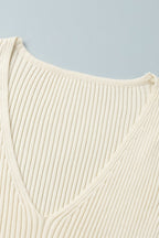 V-Neck Long Sleeve Knit Sweater Dress